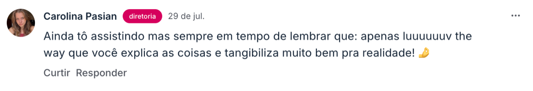 Depoimento de aluna na comunidade da Academia Sexy Minds