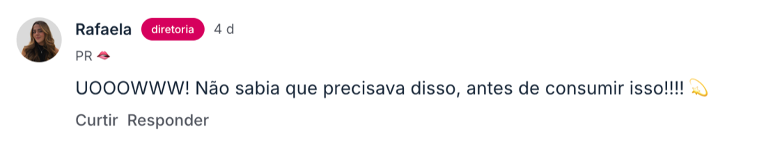 Depoimento de aluna na comunidade da Academia Sexy Minds