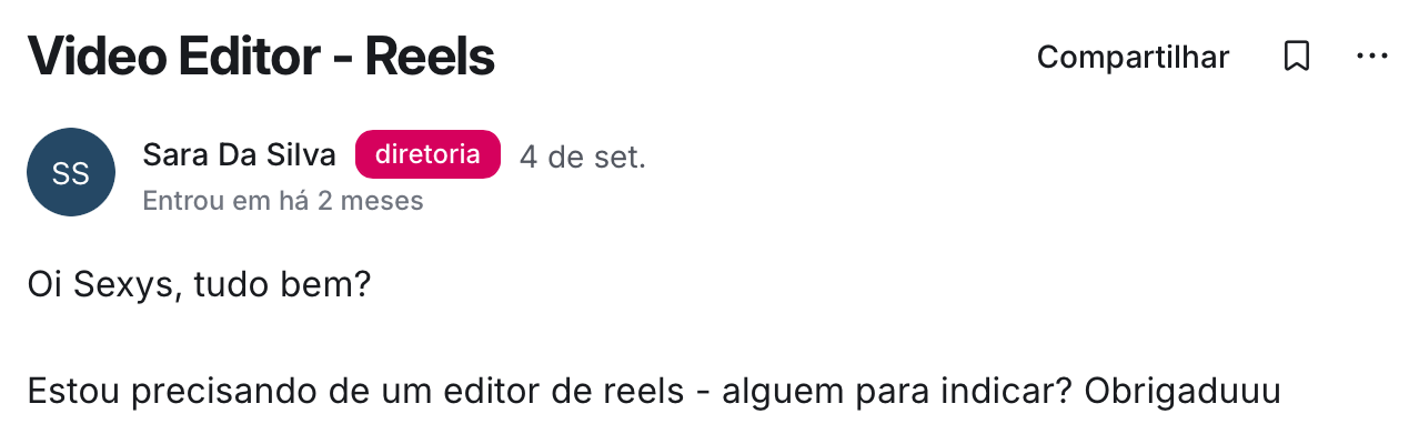 Post procurando video editor de reels
